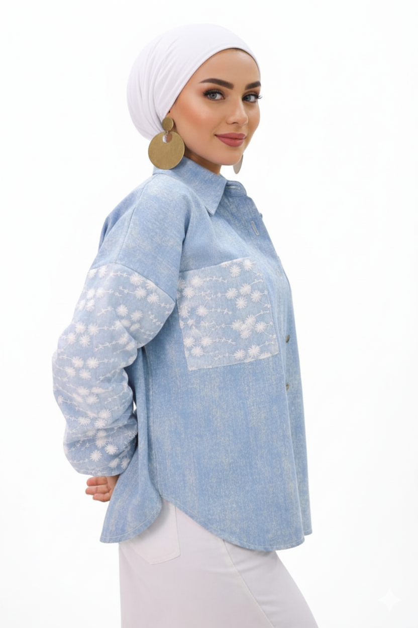 Embroidered Denim Shirt