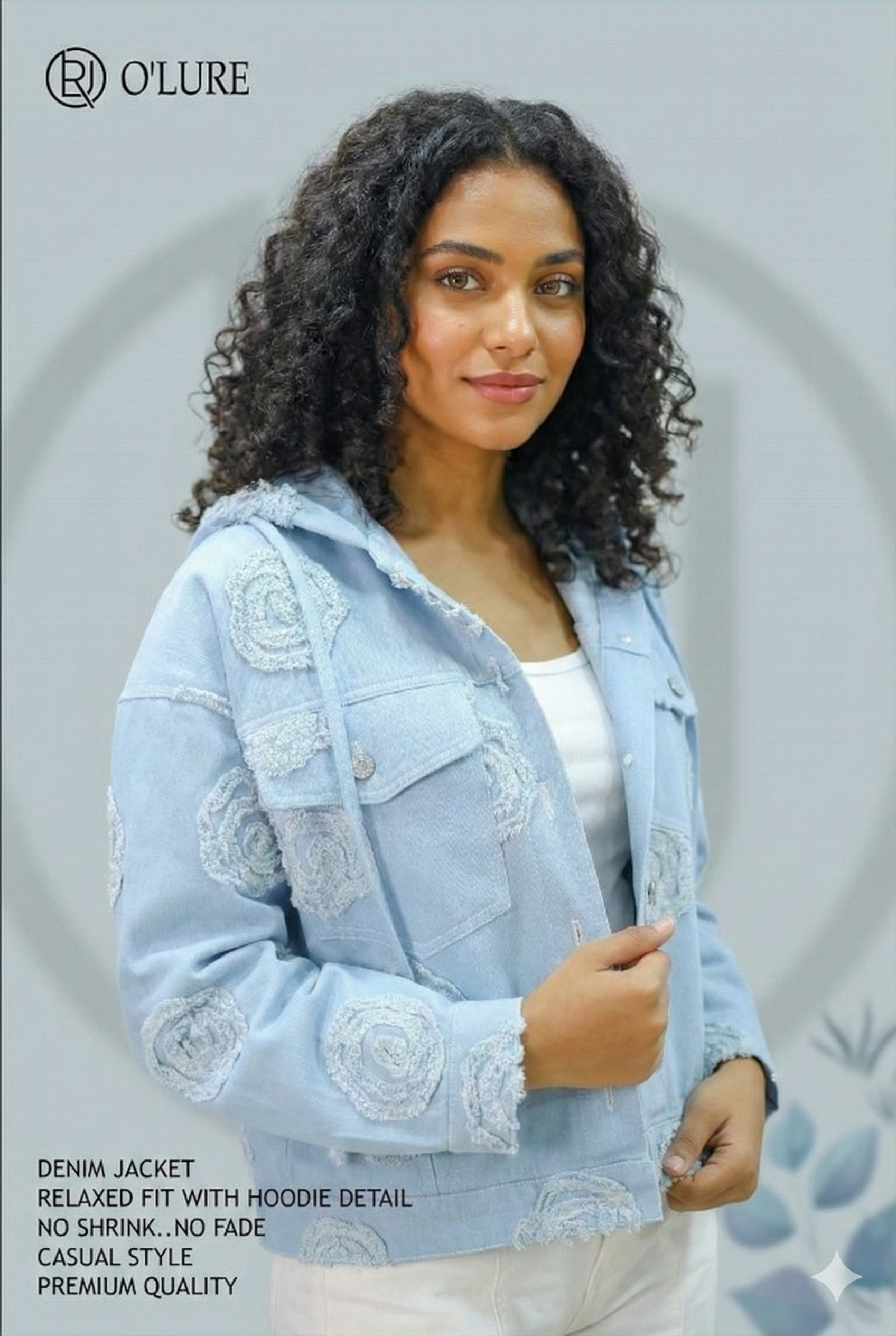 Sky Rose Embroidered Denim Jacket
