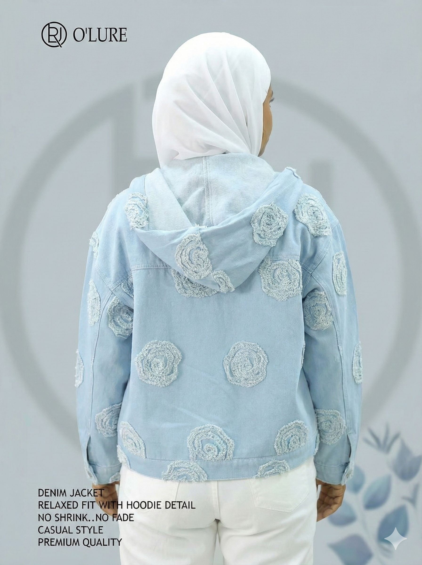 جاكيت سكاي روز الدنيم المطرّز