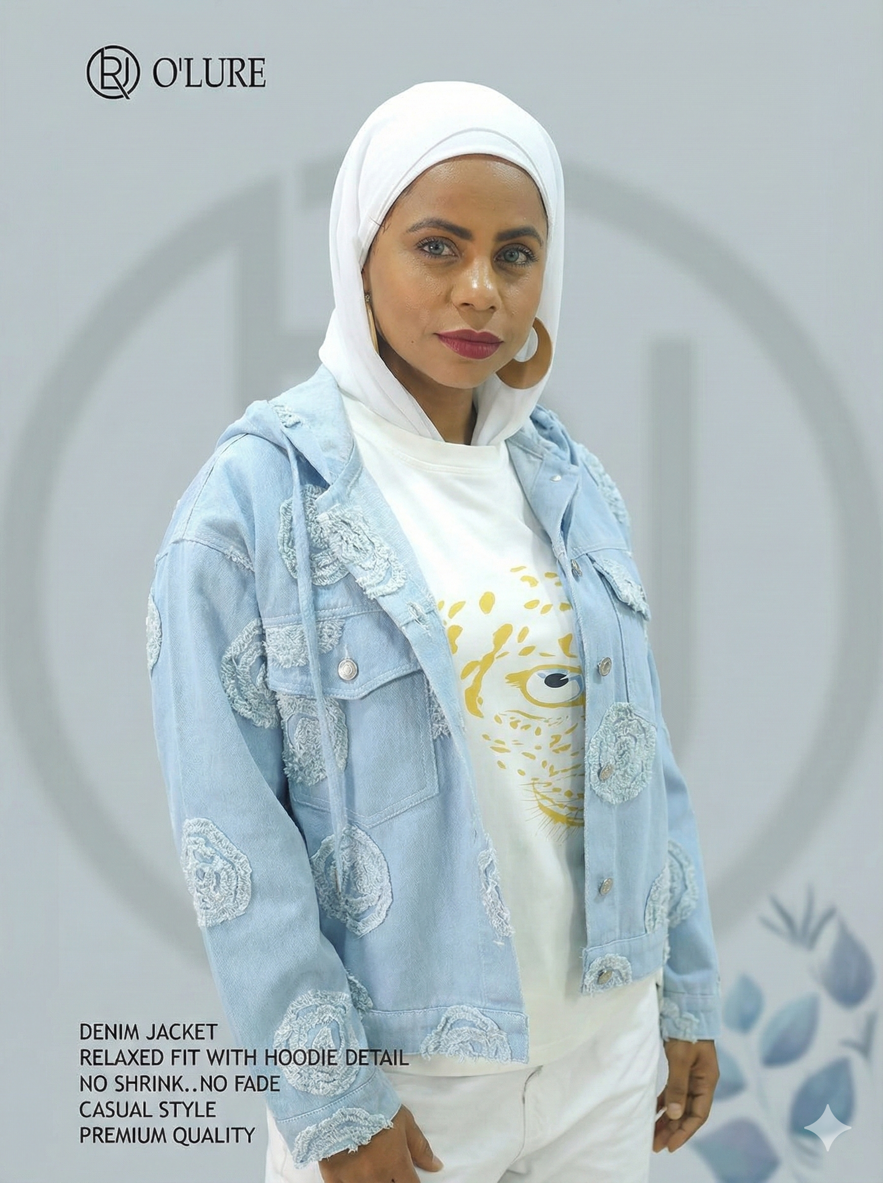 جاكيت سكاي روز الدنيم المطرّز