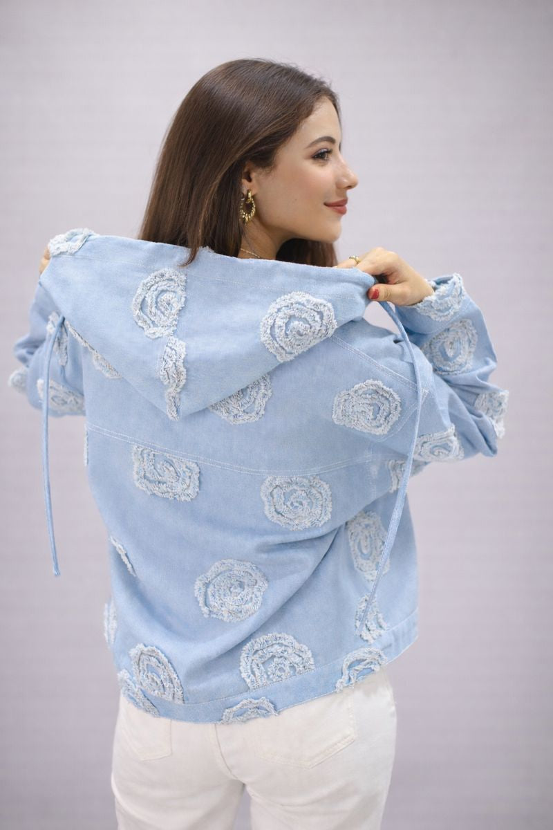 Sky Rose Embroidered Denim Jacket