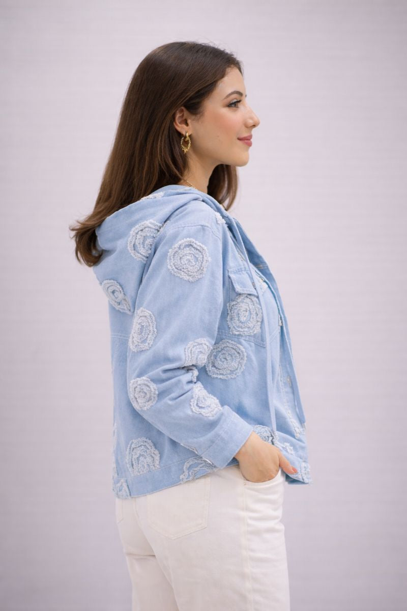 Sky Rose Embroidered Denim Jacket